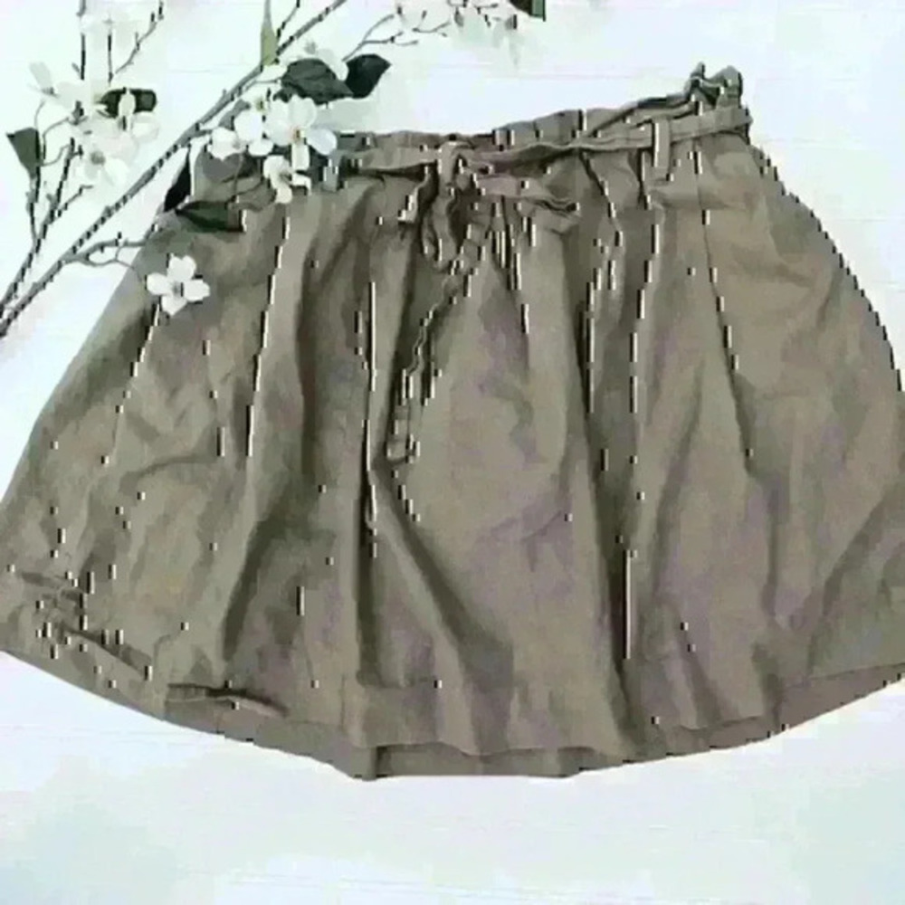 J. Crew Olive/Gray Pleated Full Cotton Skirt